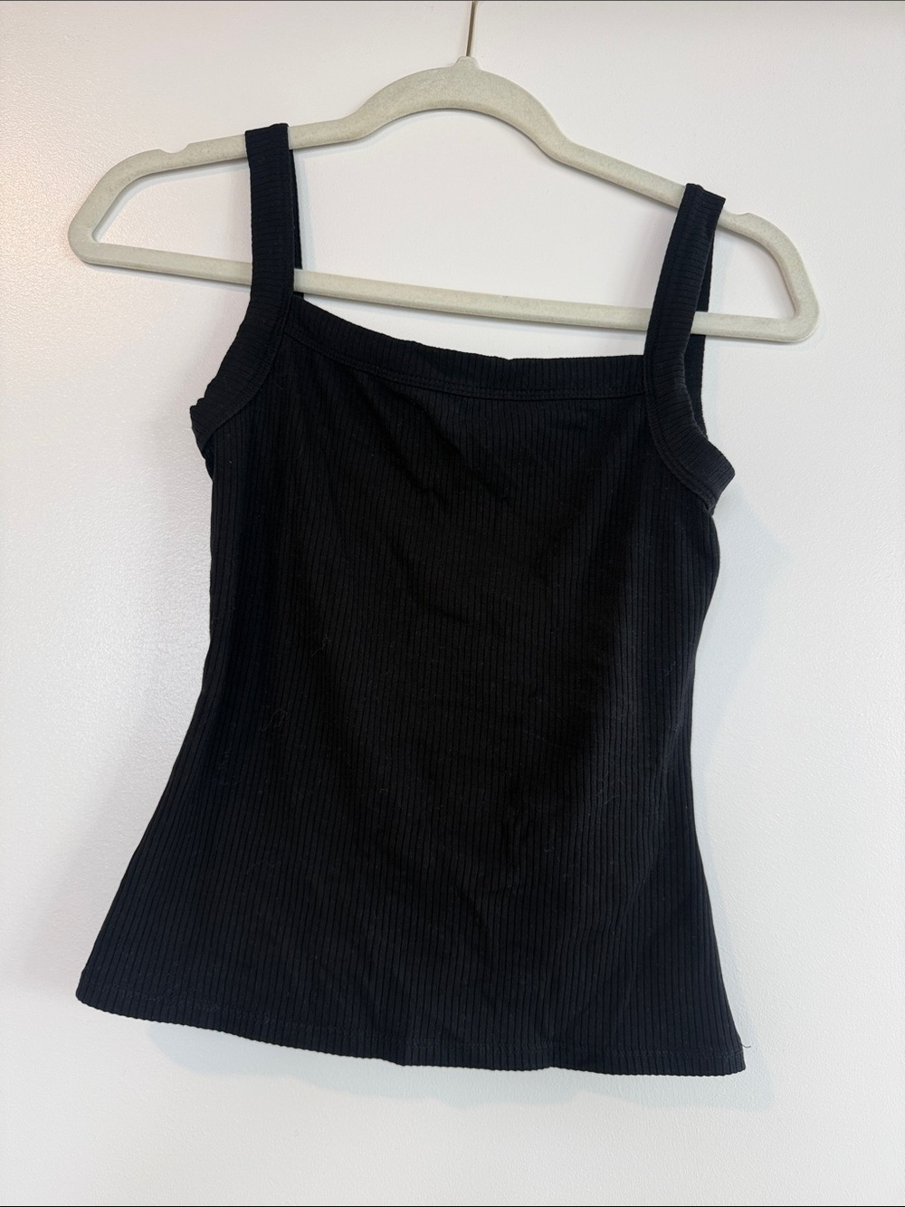 Reformation Black Ribbed Tank with Wide Straps